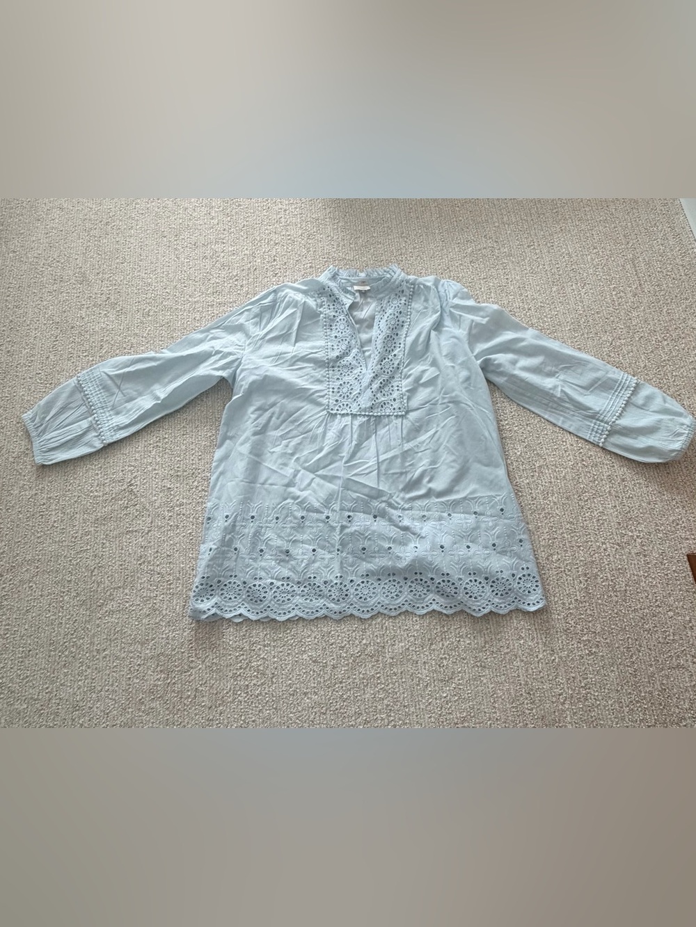 Women's Light Blue Eyelet Tunic Top